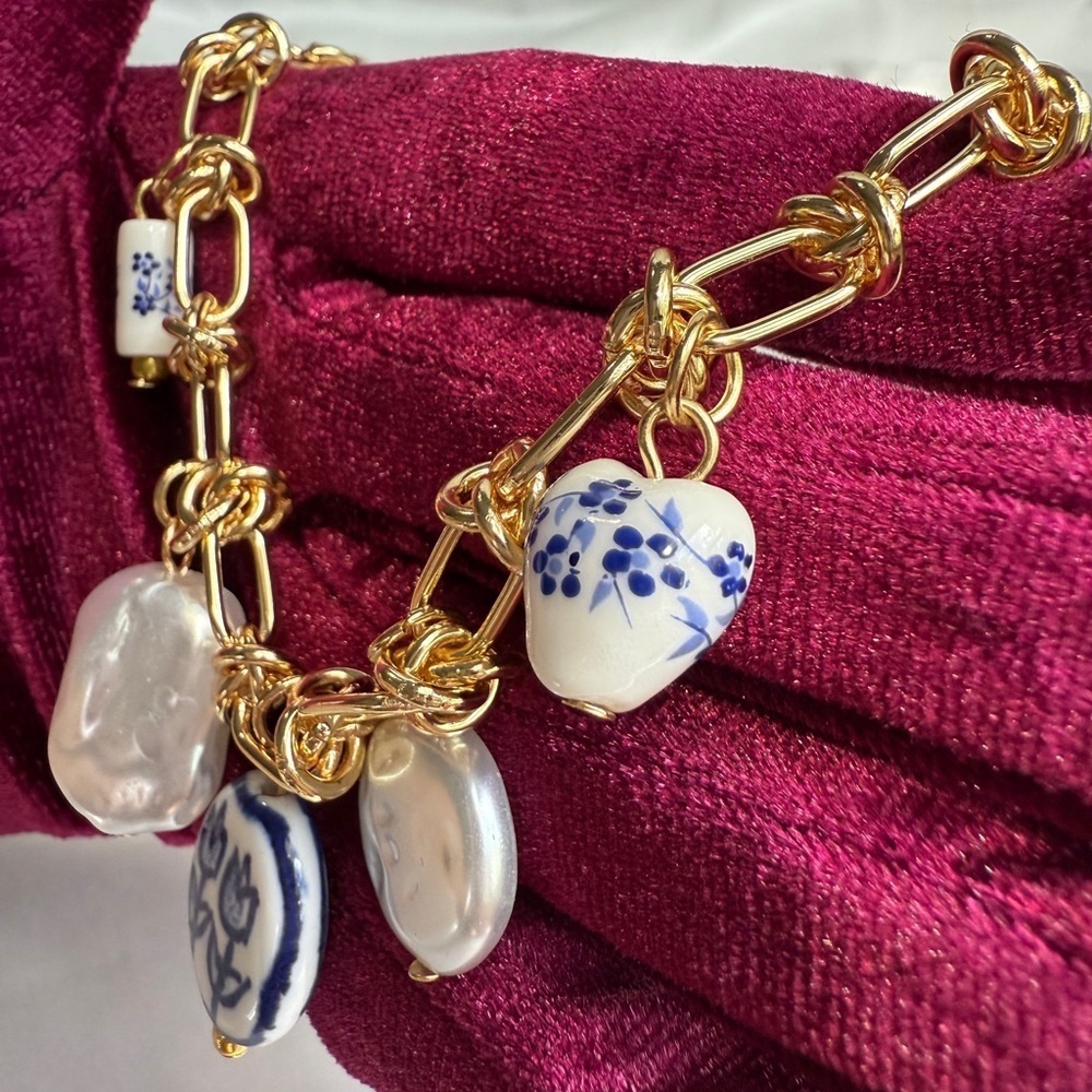 Summertime Gold and Blue Charm Necklace - Picture 13 of 16